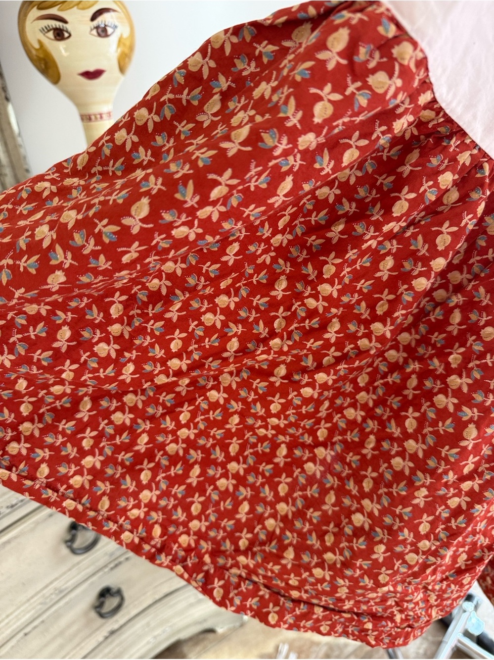 Sundance Catalog Queen Bed Skirt – Rare Vintage Floral Cotton Dust Ruffle